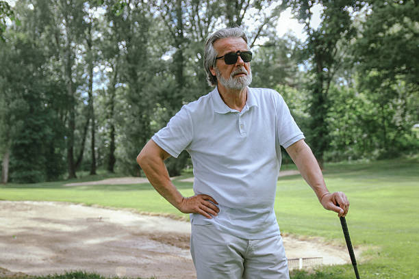 istock Active life of senior rich man play golf 2220547455