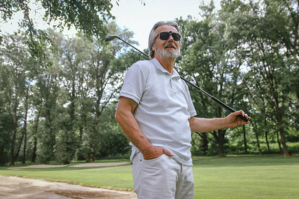 istock Active life of senior rich man play golf 2220547588