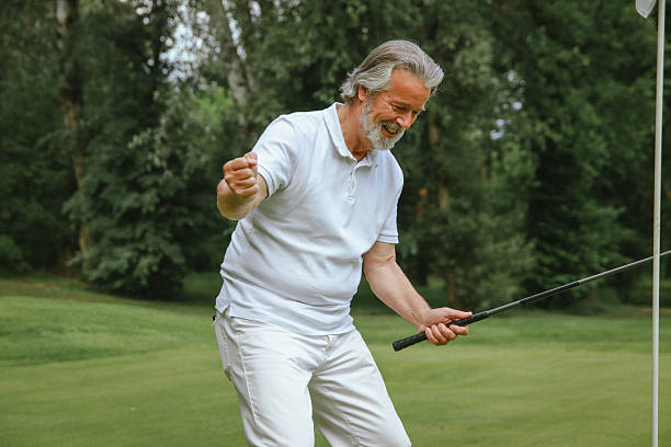 istock Active life of senior rich man play golf 2220547904