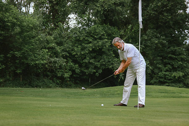 istock Active life of senior rich man play golf 2220547994