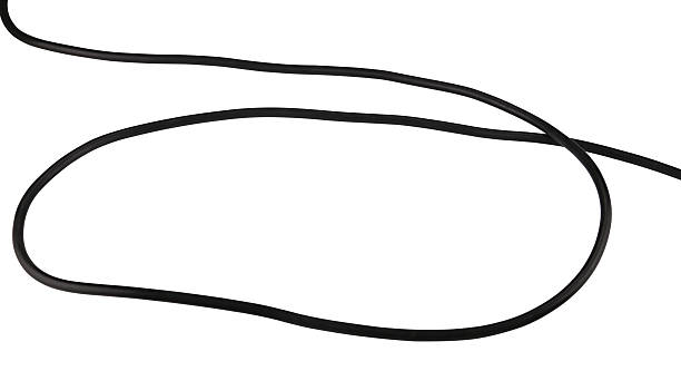 istock Black electric wire cable isolated on a white background. Full depth of field. 2220552381
