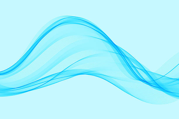 istock Light blue, cyan waves. Sea, streaming water concept. Flowing subtle curves. Pastel line art pattern. 2220552887