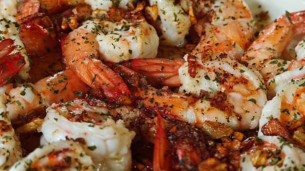 istock Grilled shrimps garlic and Italian herbs. 2220558954