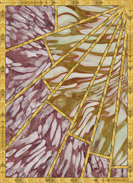 istock Leaded pane. Modern mosaic, inlay. Stained glass window for interior design. Art deco background. Geometric pattern. Marble texture. Print for T-shirts, linens, textile. 2220560692