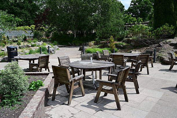 istock Deserted outdoor cafe in the UK. 2220564875