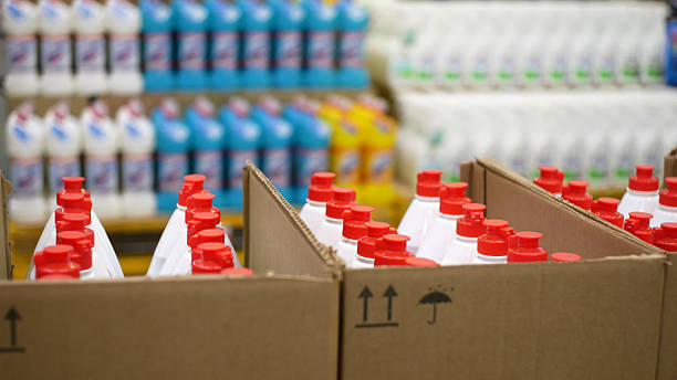 istock Many plastic bottles of detergent in cardboard boxes in a warehouse 2220565560
