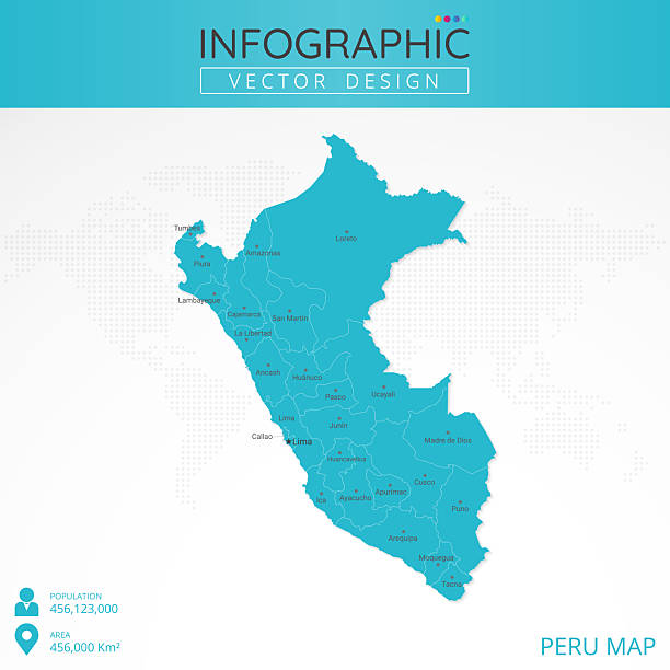 Peru Map Political Highly Detailed Vector Map Green Country With Cities Peru Map Political Highly Detailed Vector Map Green Country With Cities And Regions 
