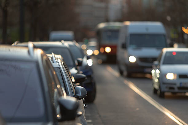 istock Traffic Jam with Vehicles and Public Transport in Urban Setting 2220577286