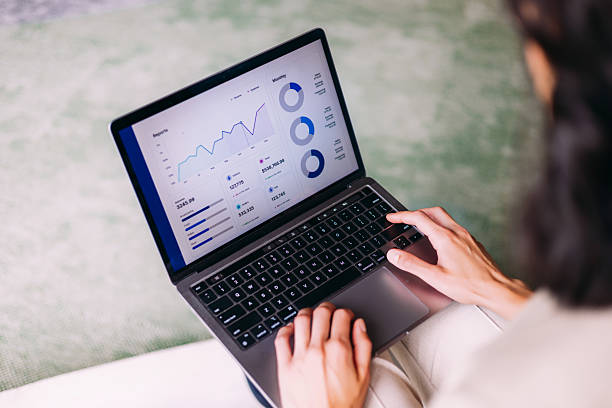 istock Person Using Laptop Displaying Charts and Analytics for Business Insights 2220578630