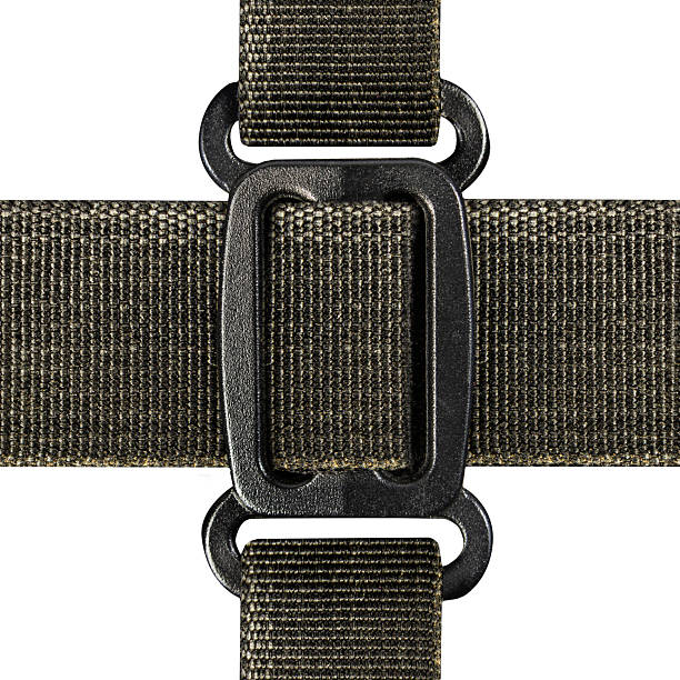 istock Isolated seamless 4k texture of khaki colored nylon strap mesh grid with plastic connectors. 2220579025