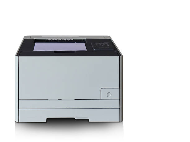 A modern 3D rendering of a desktop printer, with paper feeding in and out, ready to print. This versatile icon is ideal for showcasing printing services, office equipment, document management, digital to physical conversion, or technology-related themes.