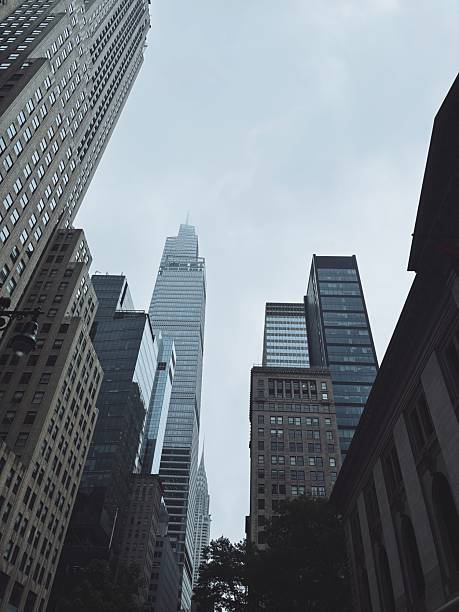 New York City skyscraper buildings on a cloudy spring day
