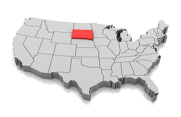 Map of South Dakota state, USA, isolated on white.