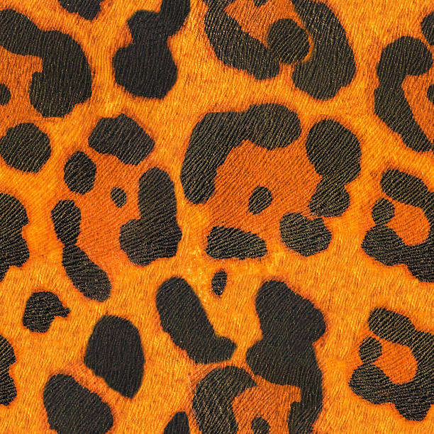 Seamless 4k photo texture material of orange toned vibrant leopard leather surface.