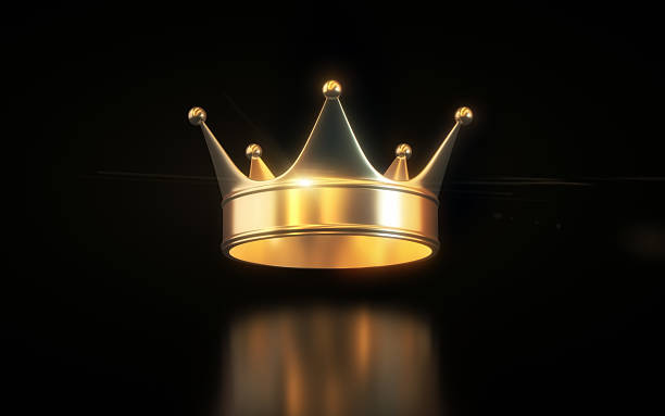 istock Golden King Crown on Black Infinity Background 2220585118
