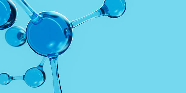 istock 3d Abstract blue glass molecular structures. Cosmetic collagen serum, moisturizer water, vitamin, hyaluronic acid for skin care. Healthcare concept 2220586589
