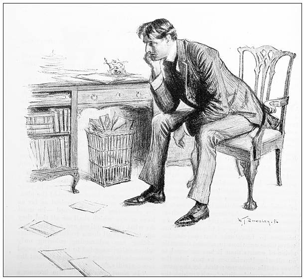 Antique magazine image: Man thinking