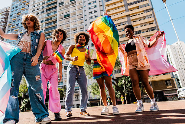 istock Diverse group celebrates LGBTQIA+ pride on the city 2220591843