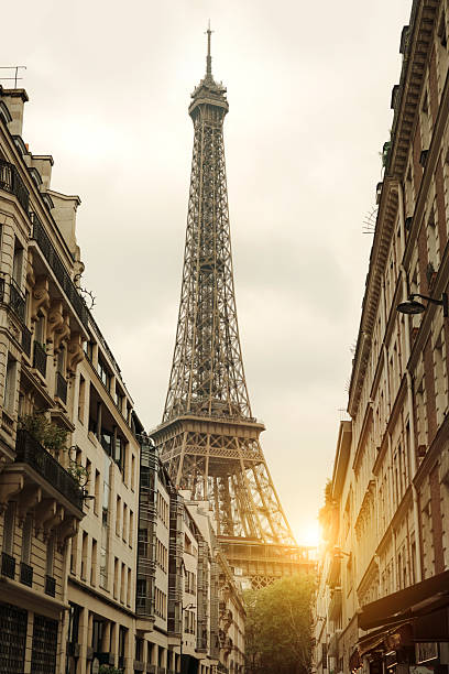 istock Eiffel Tower Viewed From A Charming Parisian Street At Sunset 2220591869