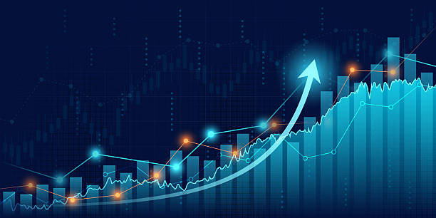 istock Technology financial graph with arrows and uptrend line in stock market background 2220592758