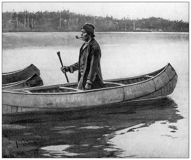 Antique magazine image: Canadian Freshwater Salmon and Trout Fishing, Native guide