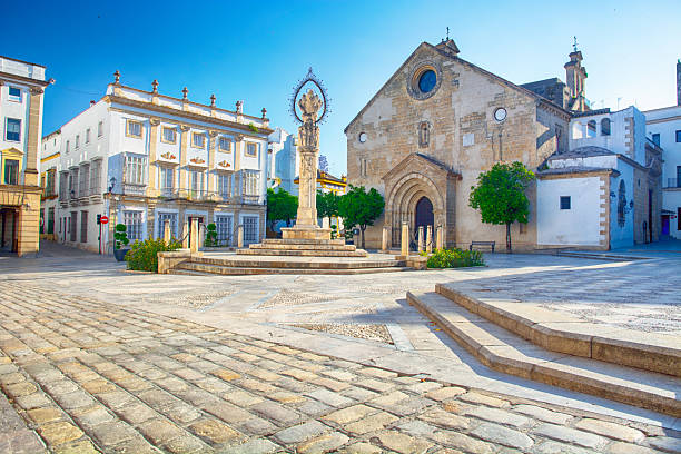 The Plaza de la Asuncion and the Church of San Dionisio in the heart of Jerez de la Frontera town, Andalusia, southern Spain