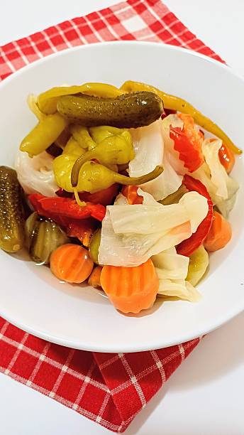 istock Various pickled vegetables in a bowl/plate, Turkish name; tursu 2220603833