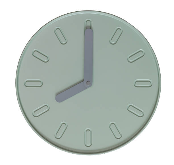 istock Pastel green round shape analog wall clock with show 8 o'clock time. Isolated in white background. 2220611312