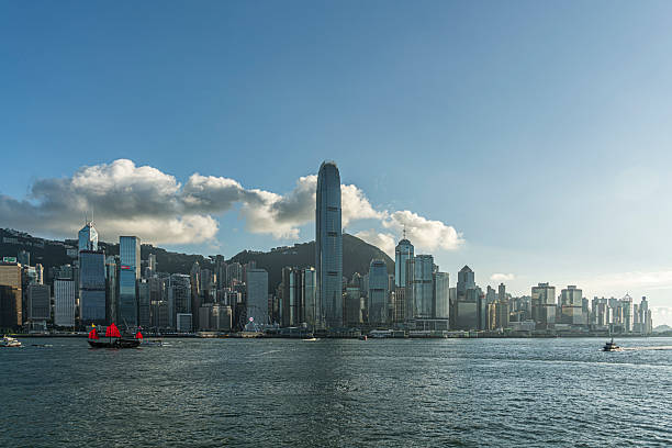 istock Beautiful Hong Kong Skyline Victoria Harbour Blue Sky White Clouds 2220611937