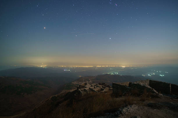 Star trail  and aircraft routes over Beijing.