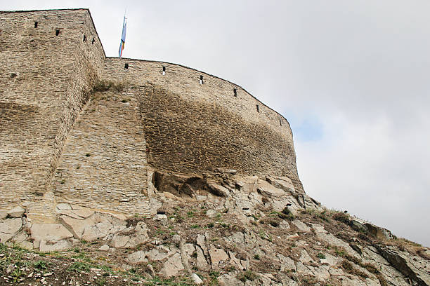 Deva, Romania - September 27 2019: Deva Fortress Details in Transylvania, Romania