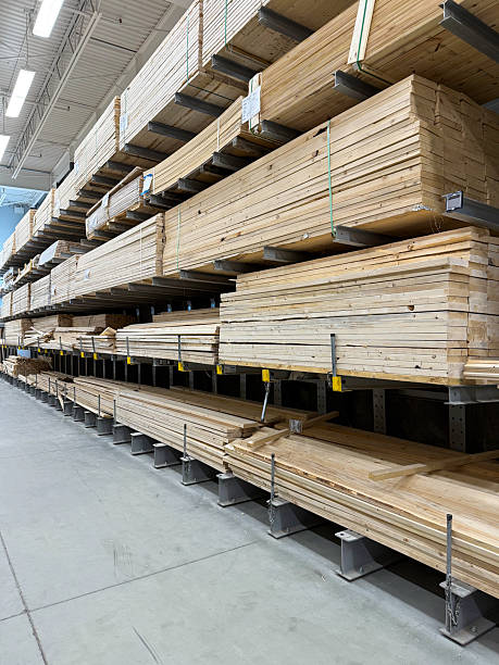 istock Stacks of cut lumber in store. 2220623213