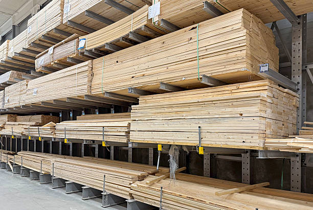 istock Stacks of cut lumber in store. 2220623215
