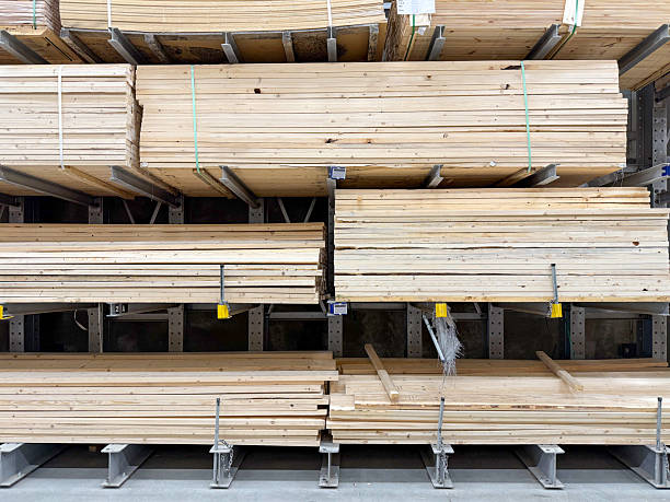 istock Stacks of cut lumber in store. 2220623217