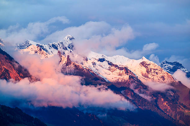 Beautiful view on Pizzo Stella massif at the last light of the day