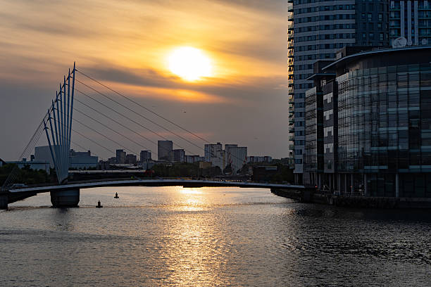 istock Sunset over Salford Quays 2220627050