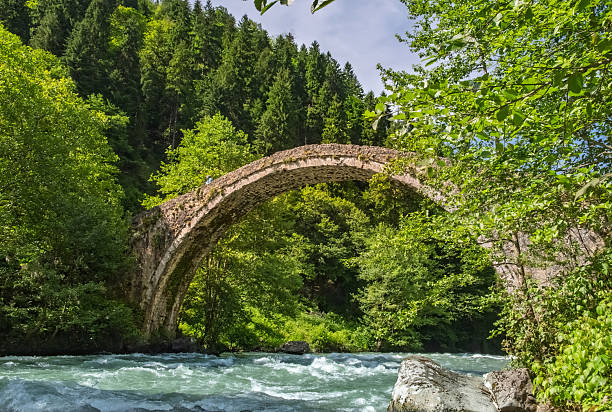 istock Historic stone arch bridge over forest River in Turkey. 2220627061