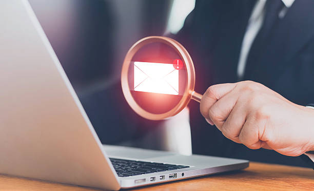 istock Email inbox alert and spam virus with warning, email security protection alert, new email notification and internet communication concept, email technology icon, junk mail compromised information 2220633370