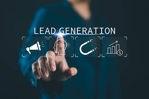 istock Lead Generation concept, Finding and identifying customers for business products or services. Businessman touching lead generation icon on virtual screen. 2220635795