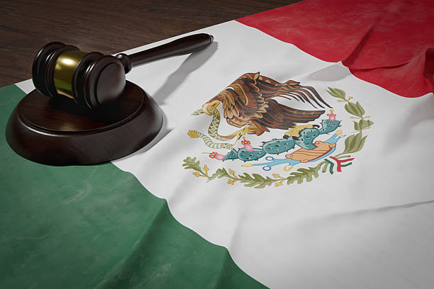 istock Gavel Resting on a Tattered and Dirty Mexican Flag. 2220637233