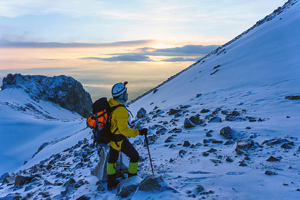 istock Mountaineer conquering iztaccihuatl volcano at dawn 2220637428