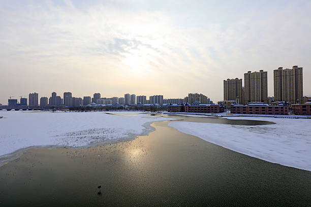 urban architectural landscape in the snow, china