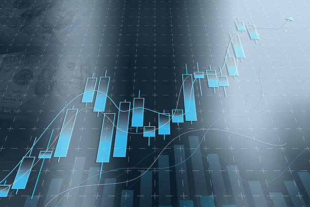 istock Upward line graph with candlesticks and 100 dollar banknotes in the background. Technology innovation on a virtual screen. Concept of World Economic Growth 2220644689