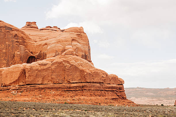 Massive red sandstone formation in Arches National Park, Utah in Moab, Utah, United States