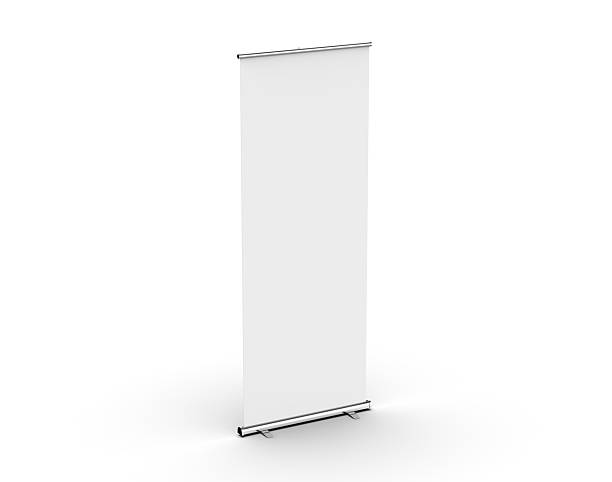 istock Blank standee roll up banner mockup template on isolated white background, 3d illustration 2220666299
