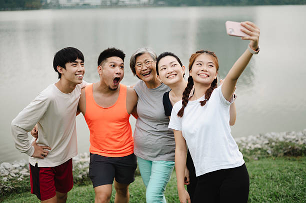 istock Group Selfie After Wellness Session in Nature 2220675858
