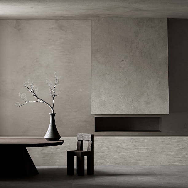 istock Brutalist dining room with bold geometry 3D illustration 2220676395
