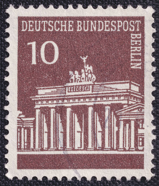 istock Brandenburg Gate on a 1966 Germany vintage postage stamp. Brandenburg Gate Series 2220676547