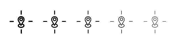 Crosshair location pin icon isolated vector on white background set Crosshair location pin icon isolated vector on white background set illustration geo locator stock illustrations