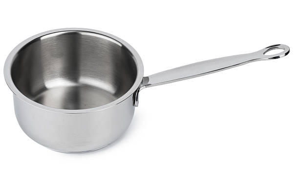 istock New silver metal stewpan on white background 2220687665